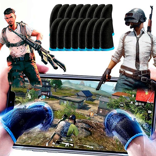 Kit 1 Par Luva Dedo Gamer Case + 1 Gamepad Controle Celular