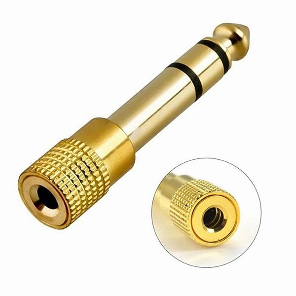 Adaptador P10 Macho 6,5mm Para P2 Fêmea 3,5mm