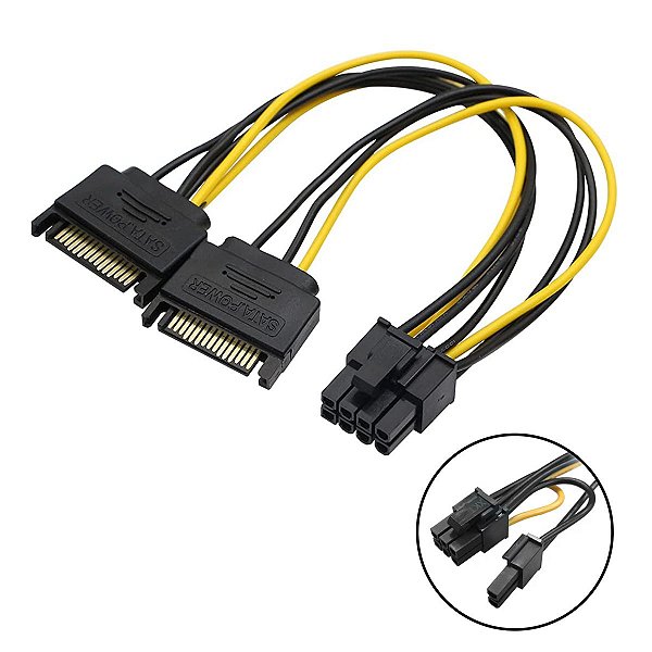 Cabo Energia Dual Sata para Pci Express 8 Pinos (6+2)