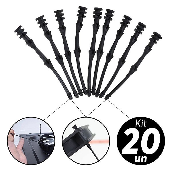 Kit 20x Parafuso Fixador Pino Para Cooler Fan Vetoinha Anti Vibração Absorção de Ruído 68mm