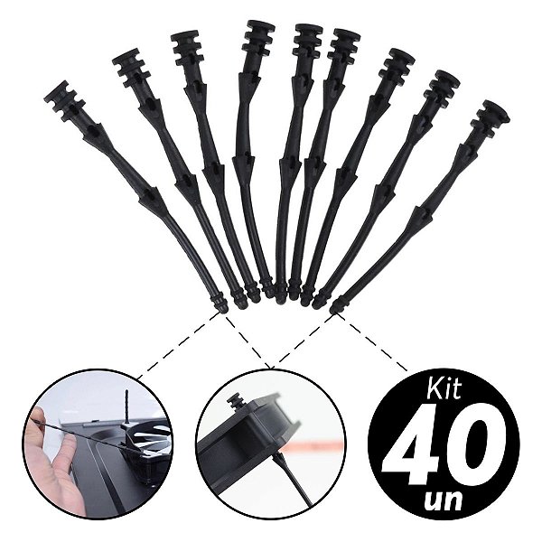 Kit 40x Parafuso Fixador Pino Para Cooler Fan Vetoinha Anti Vibração Absorção de Ruído 68mm