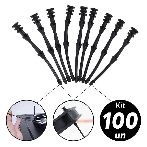 Kit 100x Parafuso Fixador Pino Para Cooler Fan Vetoinha Anti Vibração Absorção de Ruído 68mm