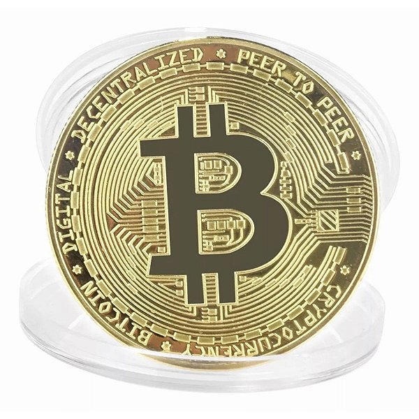Moeda Bitcoin Física P/ Colecionador Criptomoedas Presente