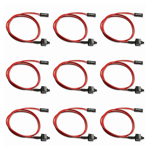 Kit 9x Cabo Botão Power SW Reset On Off Interruptor Para Ligar Gabinete PC Computador ATX Mineração