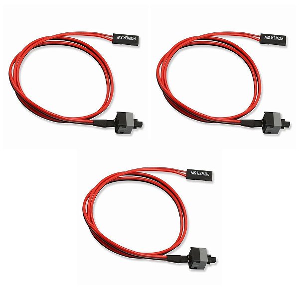 Kit 3x Cabo Botão Power SW Reset On Off Interruptor Para Ligar Gabinete PC Computador ATX Mineração
