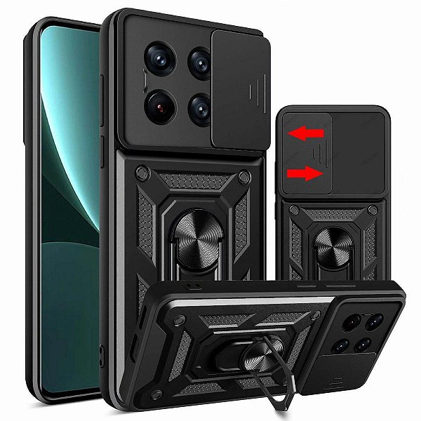 Capa Capinha Case para Xiaomi Mi 14 Normal - Protetora Resistente Anti Impacto Queda Armadura Militar Cor:Preto