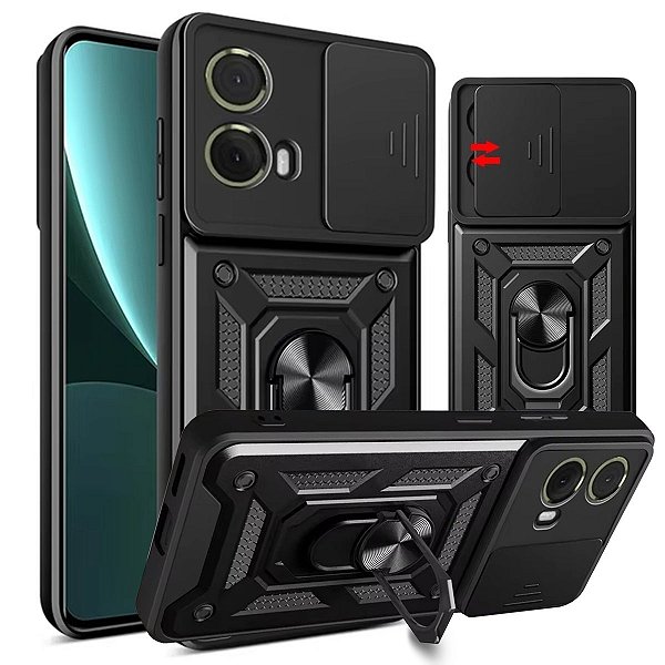 Capa Capinha Case para Motorola Moto G85 - Protetora Resistente Anti Impacto Queda Armadura Militar Cor:Preto