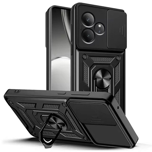 Capa Capinha Case para Realme GT6 - Protetora Resistente Anti Impacto Queda Armadura Militar Cor:Preto