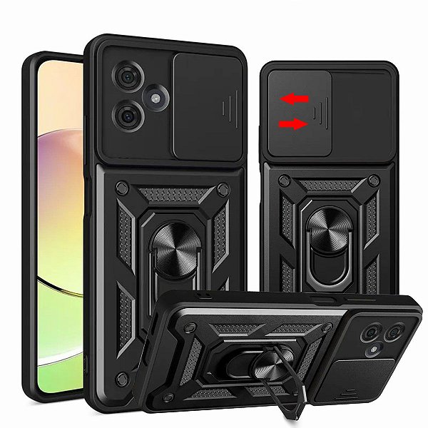 Capa Capinha Case para Motorola Moto G55 - Protetora Resistente Anti Impacto Queda Armadura Militar Cor:Preto