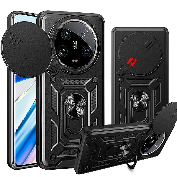 Capa Capinha Case para Xiaomi 14 Ultra - Protetora Resistente Anti Impacto Queda Armadura Militar Cor:Preto