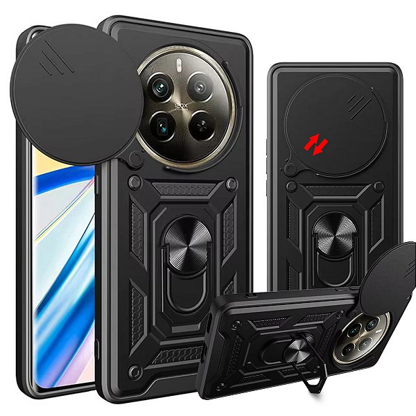 Capa Capinha Case para Realme 12 Pro Plus - Protetora Resistente Anti Impacto Queda Armadura Militar Cor:Preto