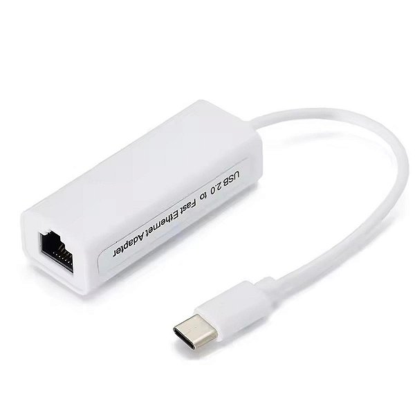 Adaptador Placa de Rede USB C Ethernet LAN RJ45 10/100Mbps