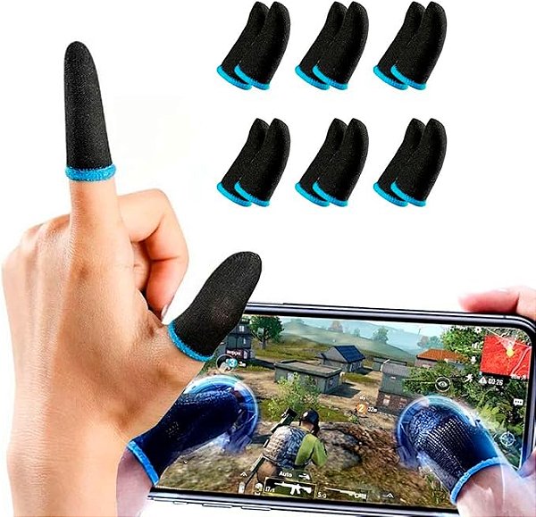Kit 6 Pares Luva Luvinha Dedo Dedal Gamer para Celular Anti Suor Sensível ao Toque Jogos Mobile PUBG Free Fire COD