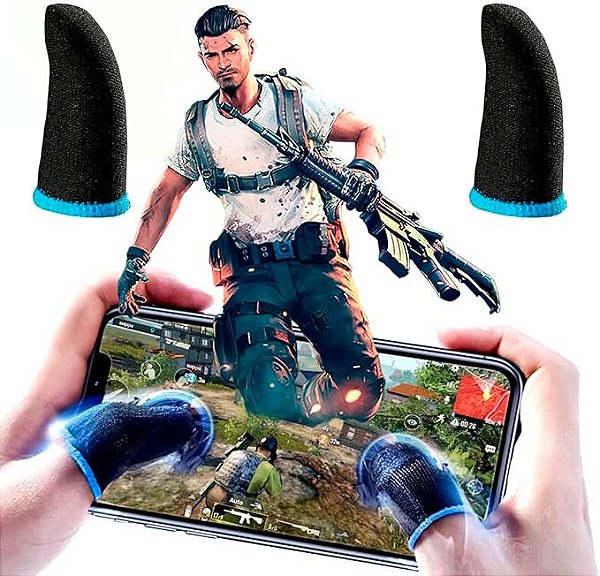 Kit 1 Par Luva Luvinha Dedo Dedal Gamer para Celular Anti Suor Sensível ao Toque Jogos Mobile PUBG Free Fire COD