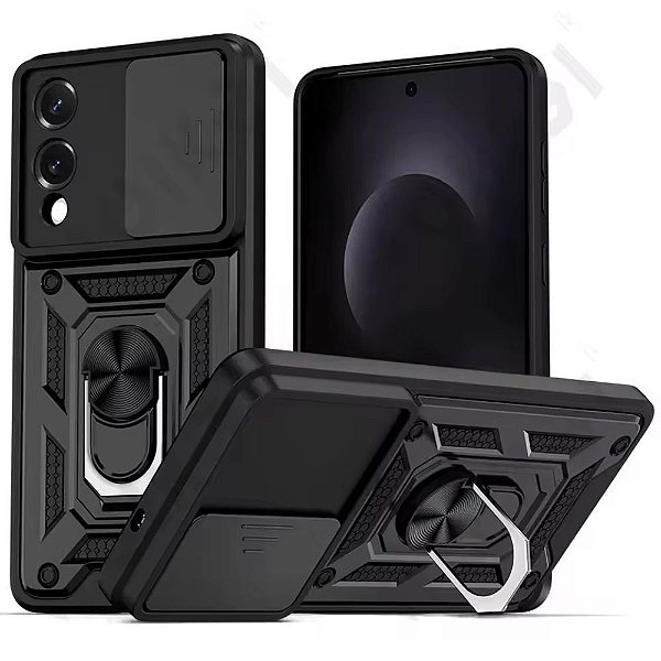 Capa Capinha Case para  Samsung Galaxy S25 Edge - Protetora Resistente Anti Impacto Queda Armadura Militar Cor:Preto