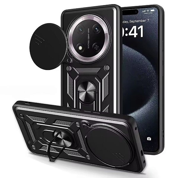 Capa Capinha Case para Honor Magic7 Lite 5G - Protetora Resistente Anti Impacto Queda Armadura Militar Cor:Preto