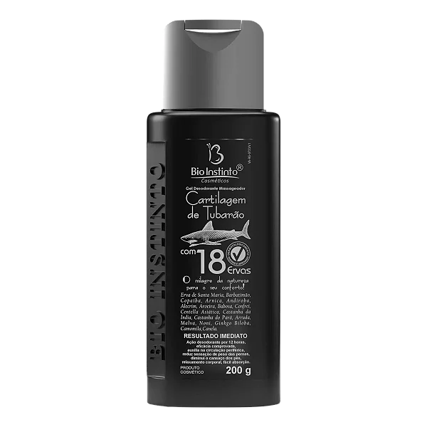Gel Desodorante Massageador Cartilagem de Tubarão 18 Ervas 200g