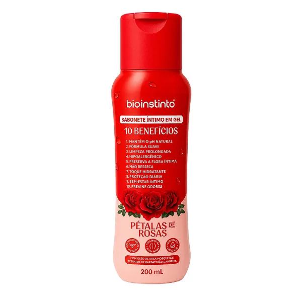 Sabonete Intimo em Gel 10 Benefícios Pétalas de Rosas 200ml