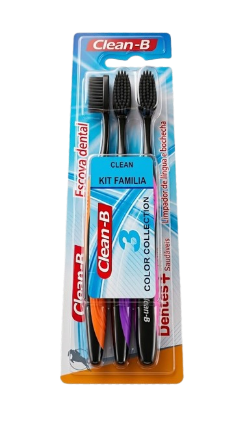 kit escova dental com 3 unidades macia clean-b