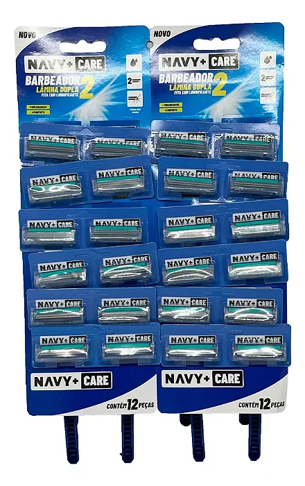 Kite com 24 Barbeadores Descartável Navy+ Care 2 Lâminas