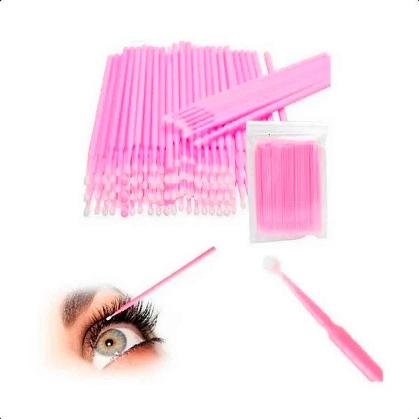 Microbrush Cotonete para Extensão de Cílios Kit com 100un