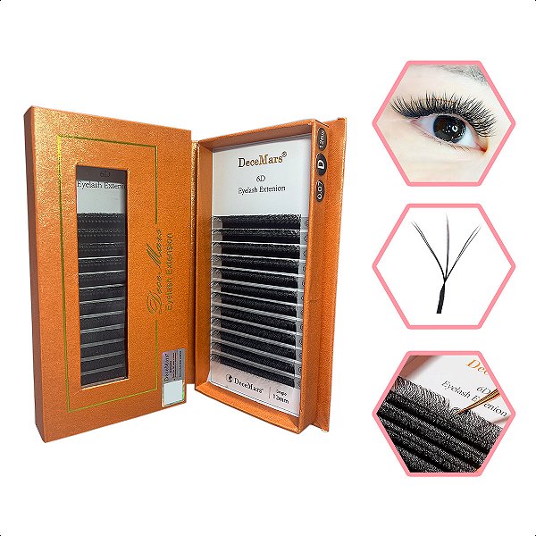 Cílios Decemars W 6D Mix e Tamanho Único - Volume Egípcio