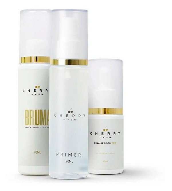 Kit Retenção Cherry Lash para Extensão De Cílios: Bruma + Finalizador + Primer