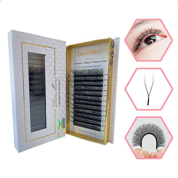 Cílios Decemars Y Curva L Efeito Fox Eye Delineado - Volume Brasileiro