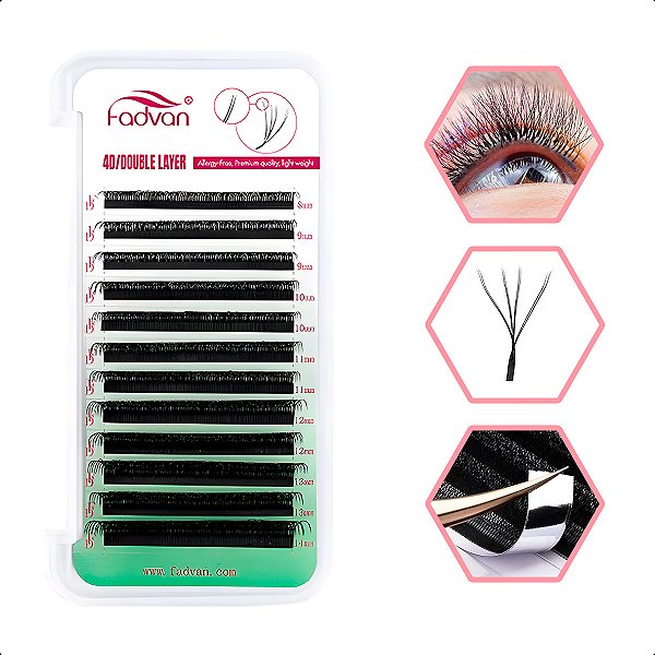 Cílios Fadvan W 8D Mix e Tamanho Único - Volume Egípcio