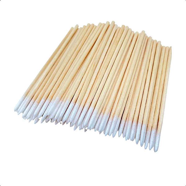 Palito de 100mm com Algodão para Limpeza de Henna Sobrancelha Unhas Kit com 100un