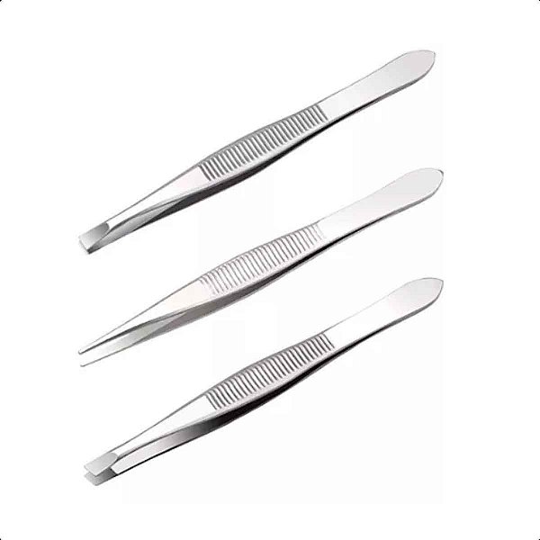 Kit Trio De Pinças De Sobrancelha