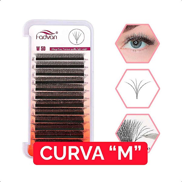 Cílios Fadvan W 5D Curva M Mix e Tamanho Único - Volume Egípcio
