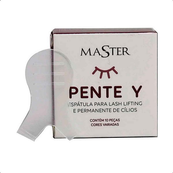 Pente para Cílios Y Espátula para Lash Lifting e Brow Lamination Master Rosa ou Transparente 10un
