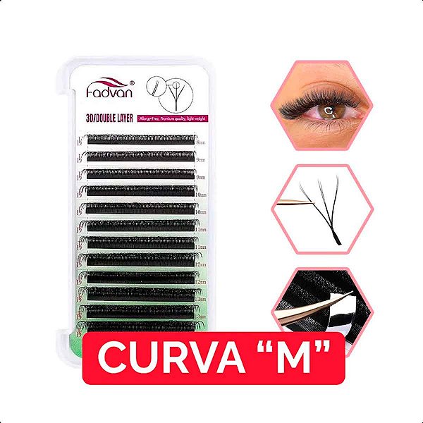 Cílios Fadvan W 6D Curva M Mix e Tamanho Único - Volume Egípcio
