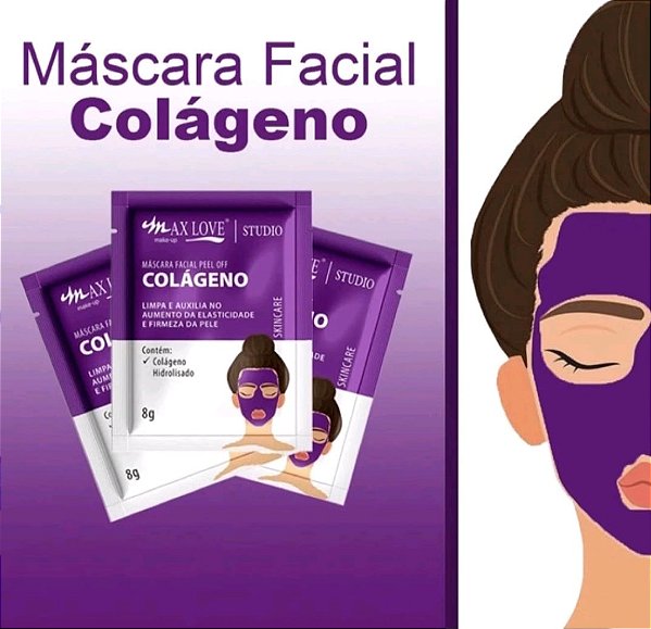 Kit 03 Máscaras Facial Colágeno - Max Love Promoção
