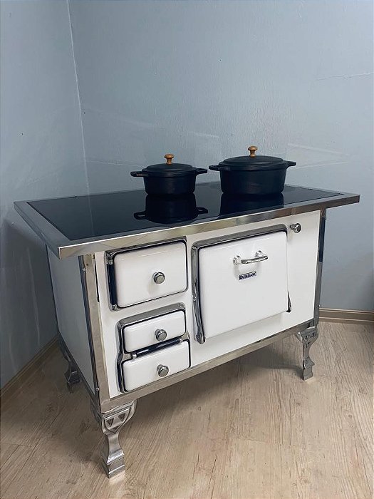 Fogão a Lenha Nº 1 com chapa vitrocerâmica sem tampa