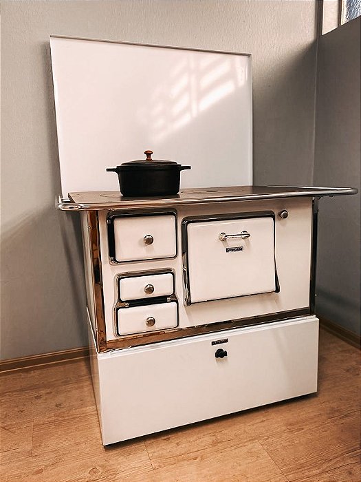 Fogão a Lenha Nº 1 com Tampa Esmaltado e Caixa para Lenha