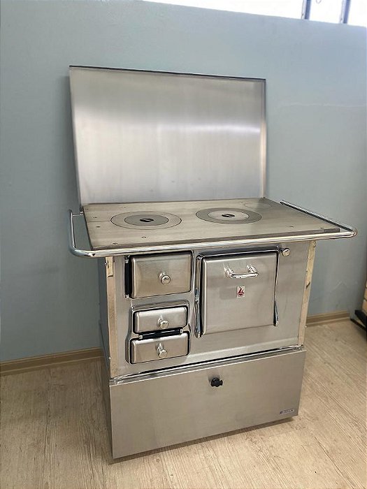 Fogão a Lenha Nº 1 com Tampa inox e Caixa para Lenha