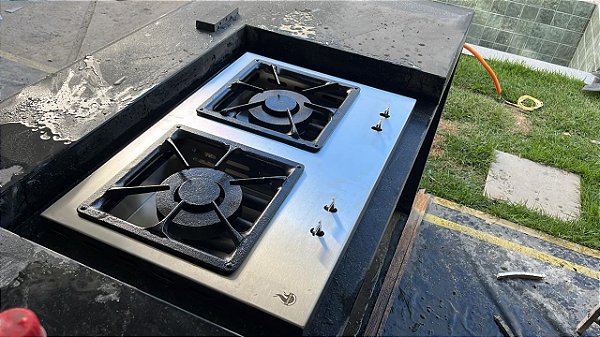 Bifeteira à gas de Embutir Dupla 72 cm em Inox 304 Queimador Industrial Duplo