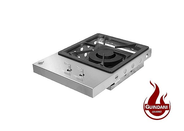 Bifeteira de Embutir a Gás Estilo Cooktop em Inox 304 Escovado 32 cm Queimador Industrial Duplo