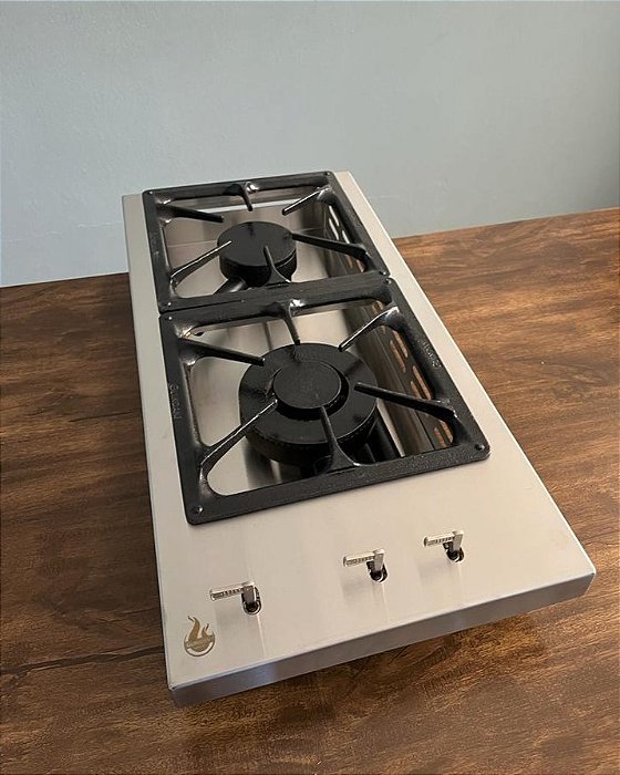 Bifeteira à gas de Embutir Dupla 36x74 cm em Inox 304 Queimador industrial