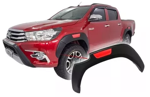 ALARGADORES PP TOYOTA HILUX 16/23 CJ 6 PÇS PTO ADES IVO VERMELHO