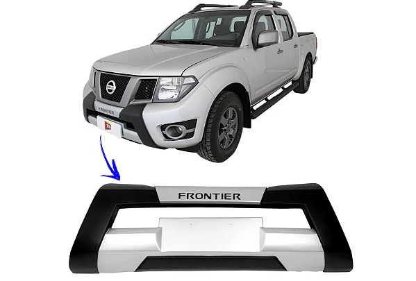 BUMPER PP NISSAN FRONTIER 13/16 PRETO C/ PRATA ALUMINIUM