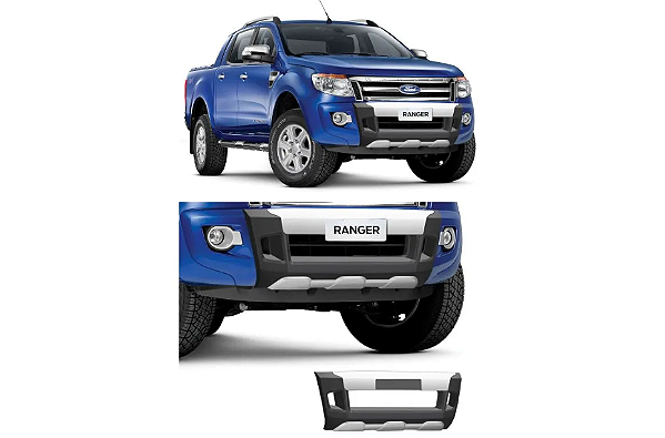 BUMPER PP RANGER CAB.SIMPLES E DUPLA 12/15 PRETO C/ PRATA