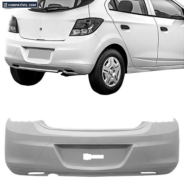P/choque Plast ONIX LS / LT / LTZ /  (JOY ATÉ 2018) 2012 / 2016 TRASEIRO PRETO LISO c/ 2 JANELAS