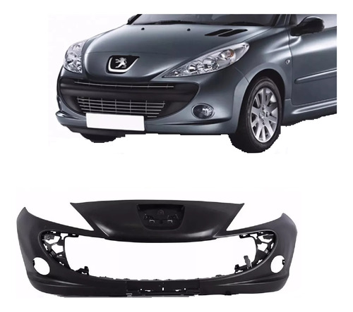 P/choque Plast PEUGEOT - MOD 207 2008 / 2011 DIANTEIRO PRETO LISO C/FURO