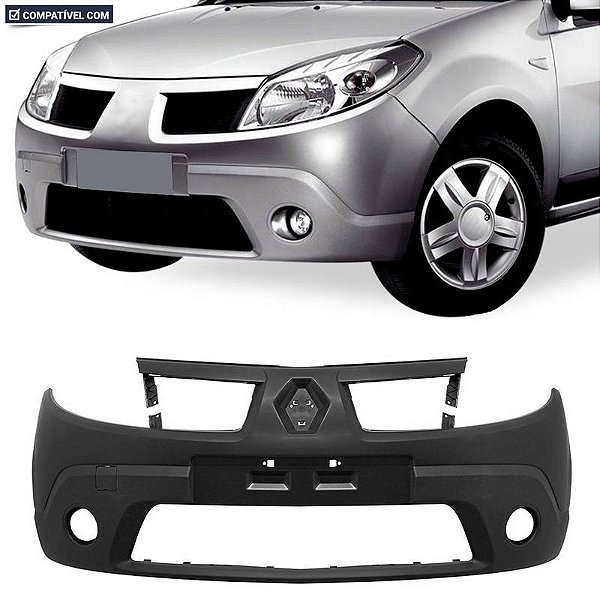 P/choque Plast SANDERO 2008 / 2011 DIANTEIRO PRETO LISO C/FURO