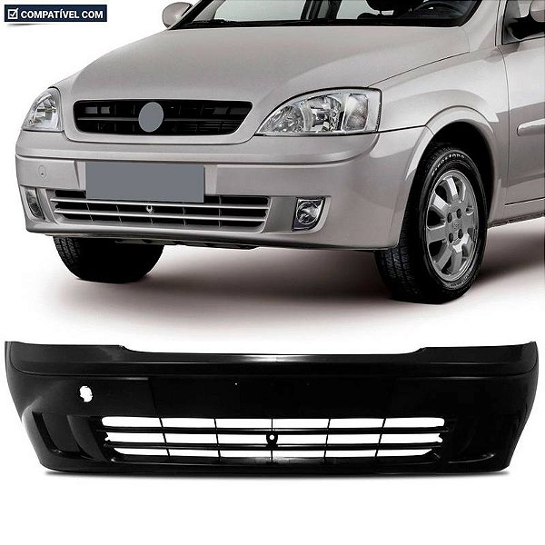 Parachoque Corsa Novo Sedan / Hatch 03/07 Dianteiro Preto Liso s/ Farol