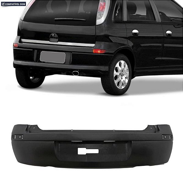Parachoque Corsa Novo Hatch 03/07 Traseiro Preto Liso c/  furo p/ Aplique