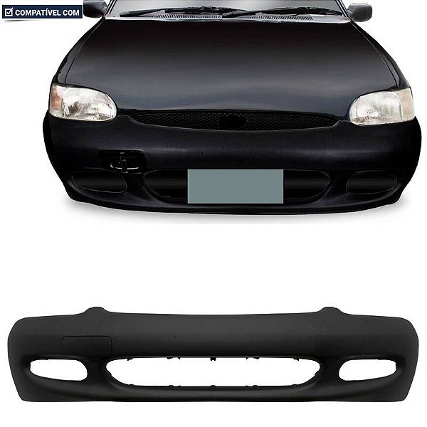 Parachoque Escort Zetec 97/03 Dianteiro Preto Texturizado c/ Farol c/ Alma Plástica
